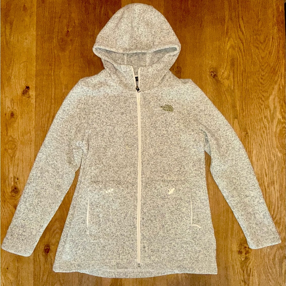 The North Face Crescent Parka Fleece Size Large Grey Hoodie Sweater Jacket